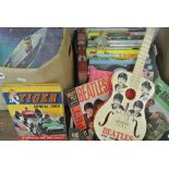 A collection of assorted children's annuals, various comics, three vintage fan magazines, one for