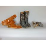 :Pair of western leather Acme cowboy boots, together with a further leather holster, spurs, etc