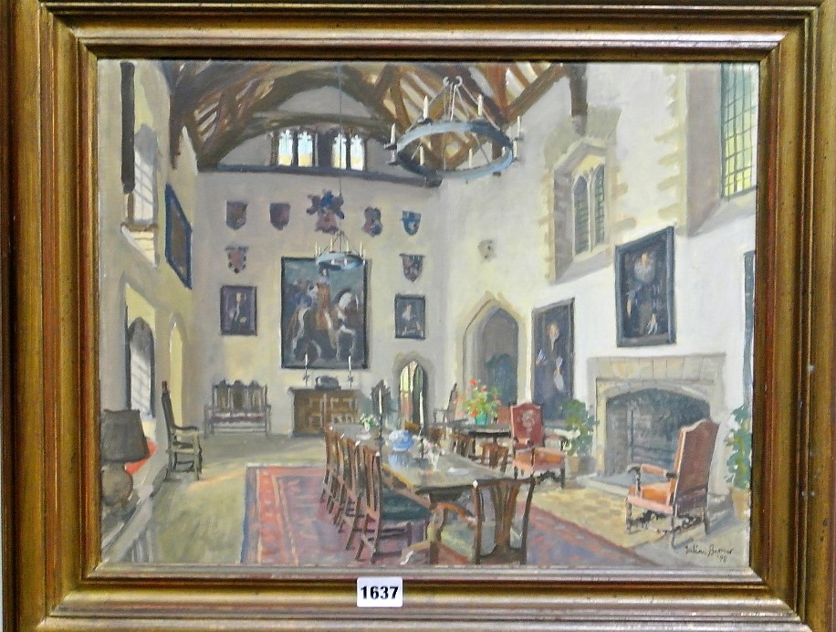 Julian Barrow (1939-2013, 20th century British school) - Interior scene at Little Sodbury Manor, Nr