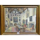 Julian Barrow (1939-2013, 20th century British school) - Interior scene at Little Sodbury Manor, Nr