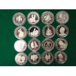 A collection of Westminster silver proof coinage, sixteen coronation anniversary crowns, 1953-1993 -