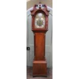 A Georgian Scottish mahogany longcase clock, the trunk with reeded columns and cast brass ionic