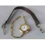 Antique 18ct ladies cocktail watch, the enamel dial with gilt decoration and applied Arabic