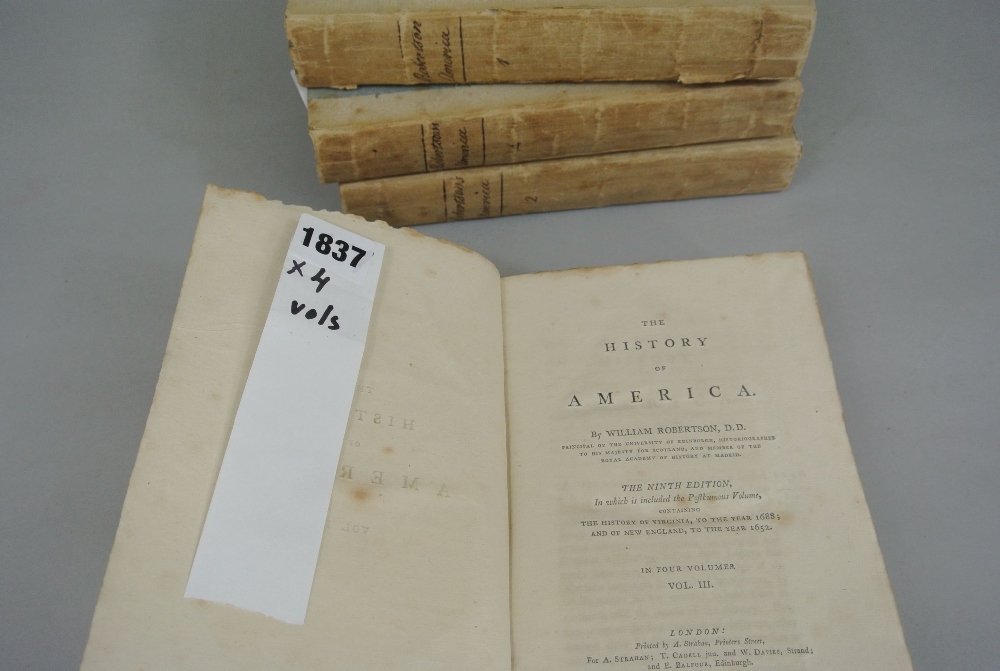The History of America by William Robertson, 9th Edition - 4 vols, 1800 original boards, complete - Image 2 of 2