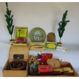 Boxes of various miscellaneous items to include candles, Christmas decorations, leathers, dollies,