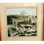 Ernst Michael Dinkle, RWS (British 1894-1983) - Old Gloucestershire Wagon and Goats, watercolour,