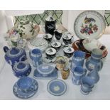 A collection of Royal Albert Night and Day pattern coffee wares comprising coffee pot, cream jug,