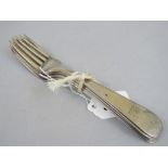 Set of five Russian? silver dessert forks, 6.5oz approx