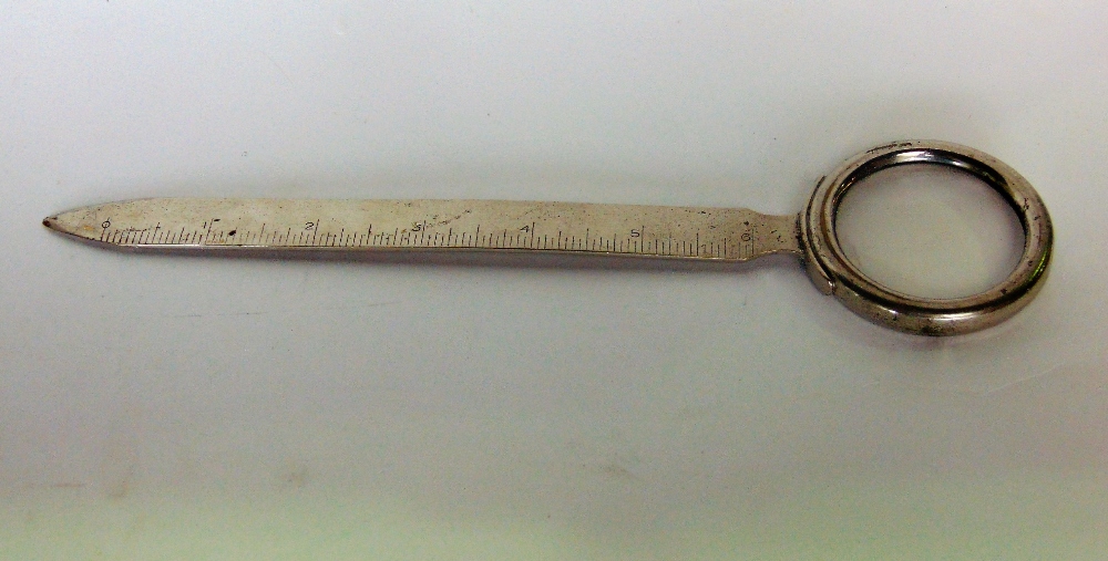 A vintage combined letter opener, rule and magnifying glass, in chrome finish - Bild 2 aus 2