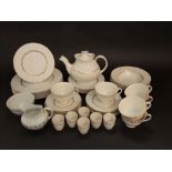 A collection of Royal Doulton Fairfax pattern dinner and tea wares including teapot, milk jug, sugar