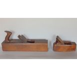 Two treen wood working planes, one inscribed A Davies and R Allaker (2)