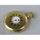 18ct half hunter pocket watch by John Durden of London, the enamel dial with Roman numerals and