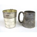 1940s engine turned christening cup/small tankard, maker WN Ltd, Birmingham 1947; together with a