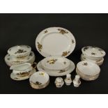 A collection of Shelley dinner wares with gilt and black floral detail comprising a pair of