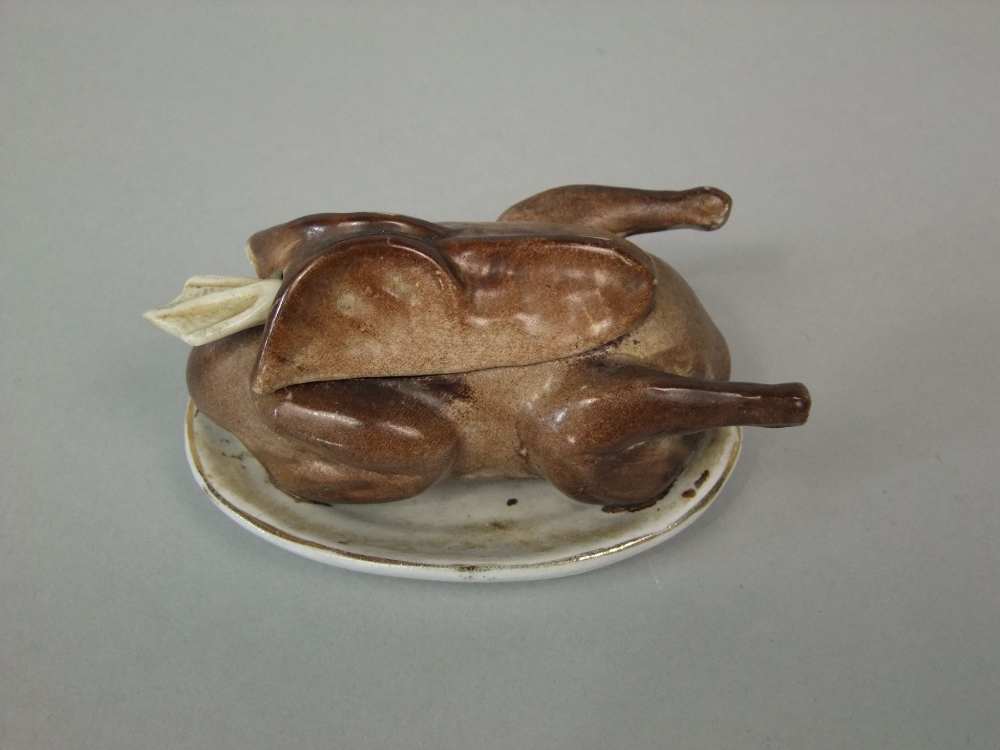 A 19th century continental mustard pot, cover and spoon in the form of a goose, the spoon in the - Image 2 of 4