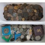 A large unsorted collection of Victorian and later bronze coinage and a collection of post 1946
