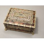 19th century Indian tortoiseshell and ivory overlaid casket, 17cm max