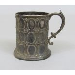 Victorian silver tankard, with geometric beaded decoration and acanthus s-scroll handle, maker