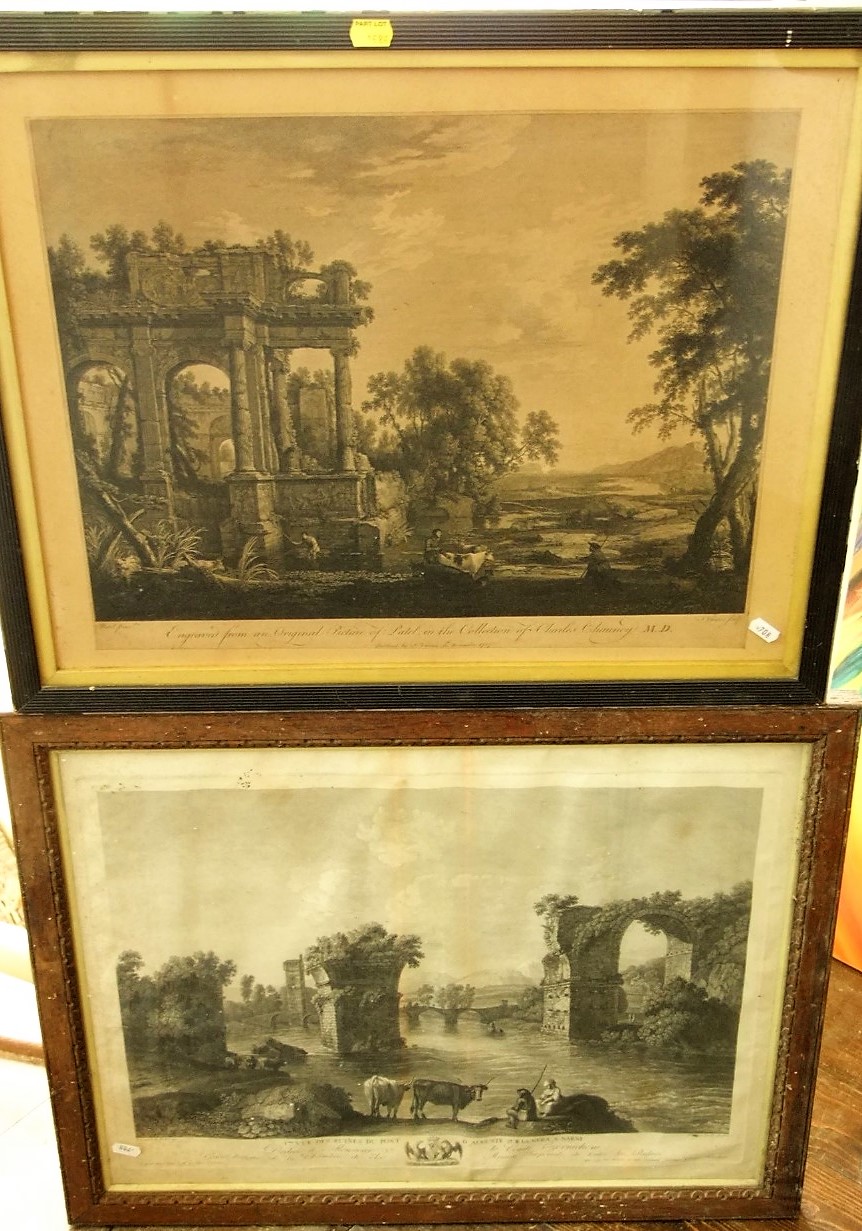 After Patel (18th century Continental School) - figures and cattle amongst classical ruins,