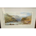 Philip Mitchell (19th century British school) - River landscape with fishermen, watercolour,