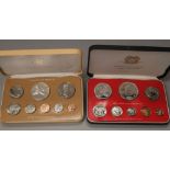 Two cased sets - proof coins - Franklin Mint, Cook Islands 1976 and Papa New Guinea 1977