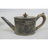 George III silver oval bachelor tea pot, with engraved decoration, maker Alice and George Burrows,