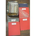 A box containing five albums containing first day covers/issues definitive mint stamp packs,