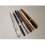 Parker Duofold fountain pen, further example in gold plated case and other pens (7)