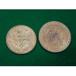 George III three shilling bank token - 1815 and a George III silver crown 1819