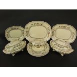 A collection of Coalport Flower-Pots pattern dinner wares including a pair of covered tureens, sauce