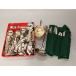 Large collection of good quality silver plated flatware to include two soup ladles and others