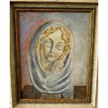 20th century school - study of The Madonna and Child, oil on board, 28 x 21cm, framed