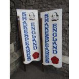 Two painted street signs "Shakespeare's England, 122 cm x 45 cm approx