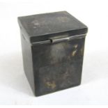 Late Victorian silver miniature playing cards box, the hinged lid enclosing a gilt interior fitted