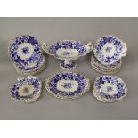 A collection of 19th century dessert wares with blackberry and bramble detail comprising a high