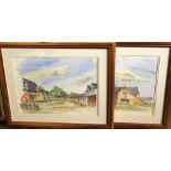 David Naylor (20th century British) - Three studies of farm buildings, watercolour, signed, with