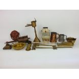 A Mixed collection of various antique and other metal wares to include a white metal gong striker,