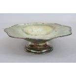 1920s silver pedestal bowl, with cast pie crust rim, maker Atkin Brothers, Sheffield 1923, 22cm