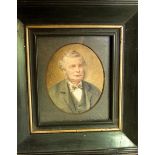 Early 20th century school - Bust portrait of a gentleman in bow tie and suit, work on ivory, oval