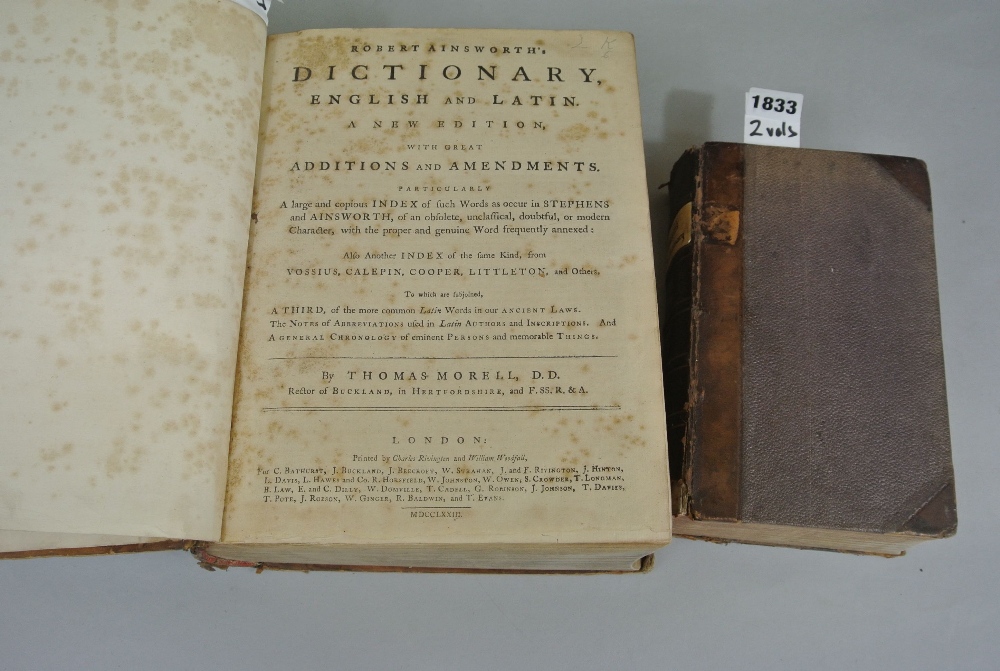 Robert Ainsworth Dictionary - English & Latin, further parts by Thomas Morell, leather bound 1773, - Image 2 of 2