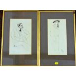 20th century British school - Two figure studies, signed Pearce? London and dated 67, sepia ink,