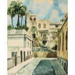 Manuel Millares Sall (Spanish, 1926-1972) - Town View, probably in the Canary Islands, double