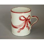 Wemyss Ware - Cylindrical mug 'Ribbon', unmarked, height 14cm approx