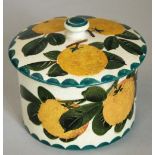 Wemyss Ware - Lidded Pot 'Oranges', signed Wemyss, attributed to James Sharp,height 8cm approx (excl