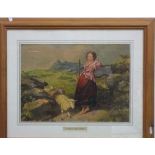 J C W Tuck (19th century British) - Shepherdess and sheep, oil on paper (possibly over painted