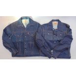 Levi 'Trucker' denim jacket size 38 in unused condition, 1962-71, together with a further Levi denim