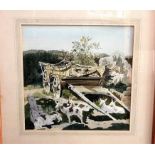 Ernst Michael Dinkle, RWS (British 1894-1983) - Old Gloucestershire Wagon and Goats, watercolour,
