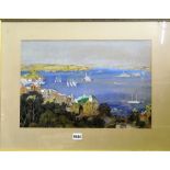 20th century British school - Coastal scene with shipping, signed with monogram ANP, gouache, 30 x