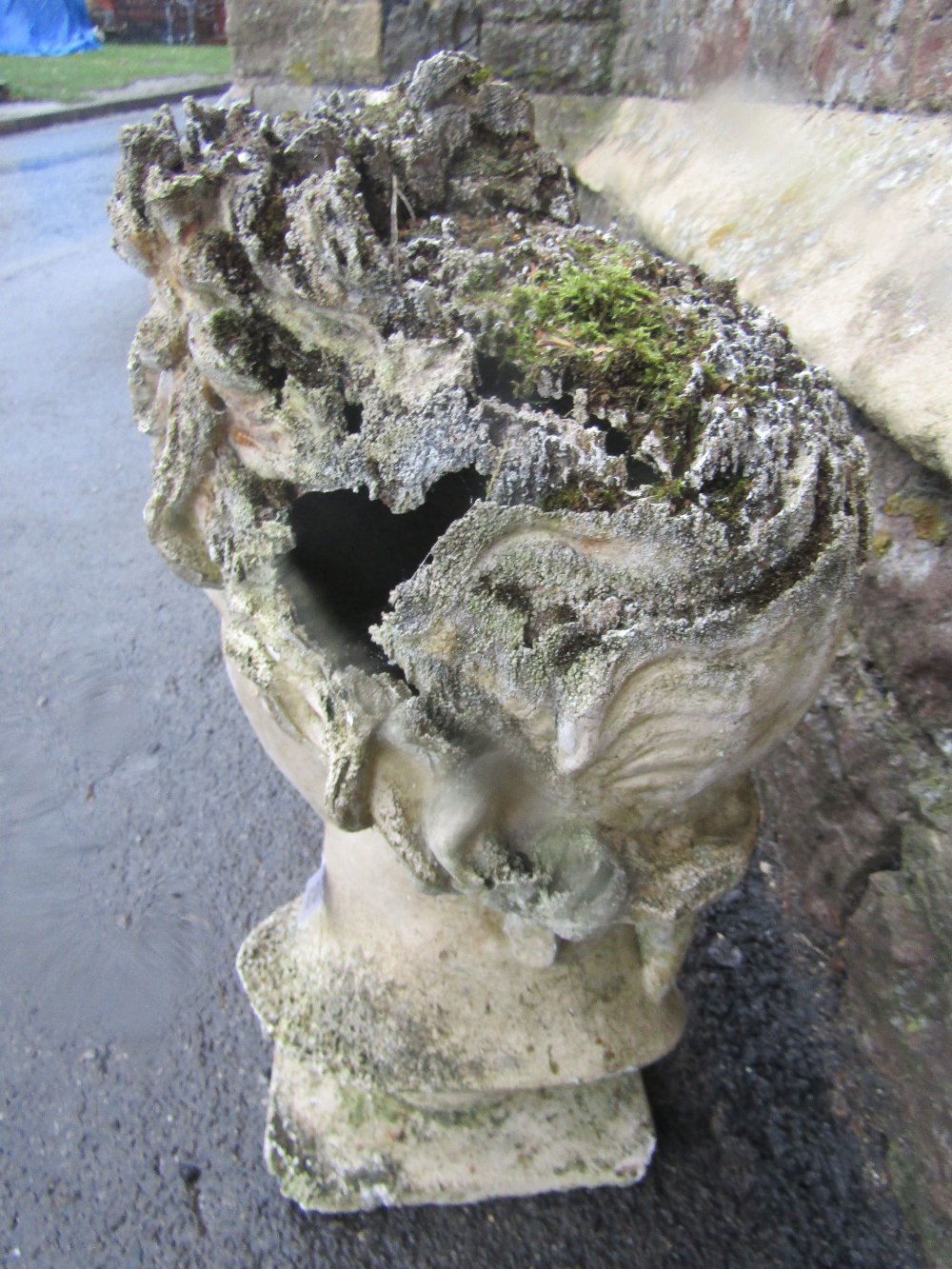 A weathered plaster bust of (AF), 50 cm high approx - Image 2 of 2