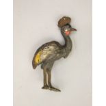 A late 19th century cast bronze figure of a Cassowary with cold painted finish